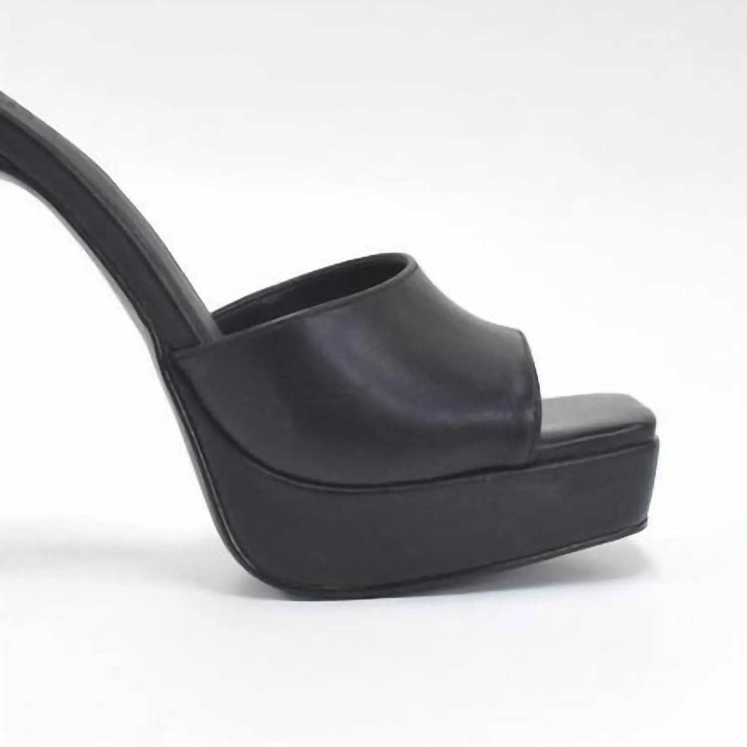 Women's Open Toe High Platform Heel Sandals In Black Leather
