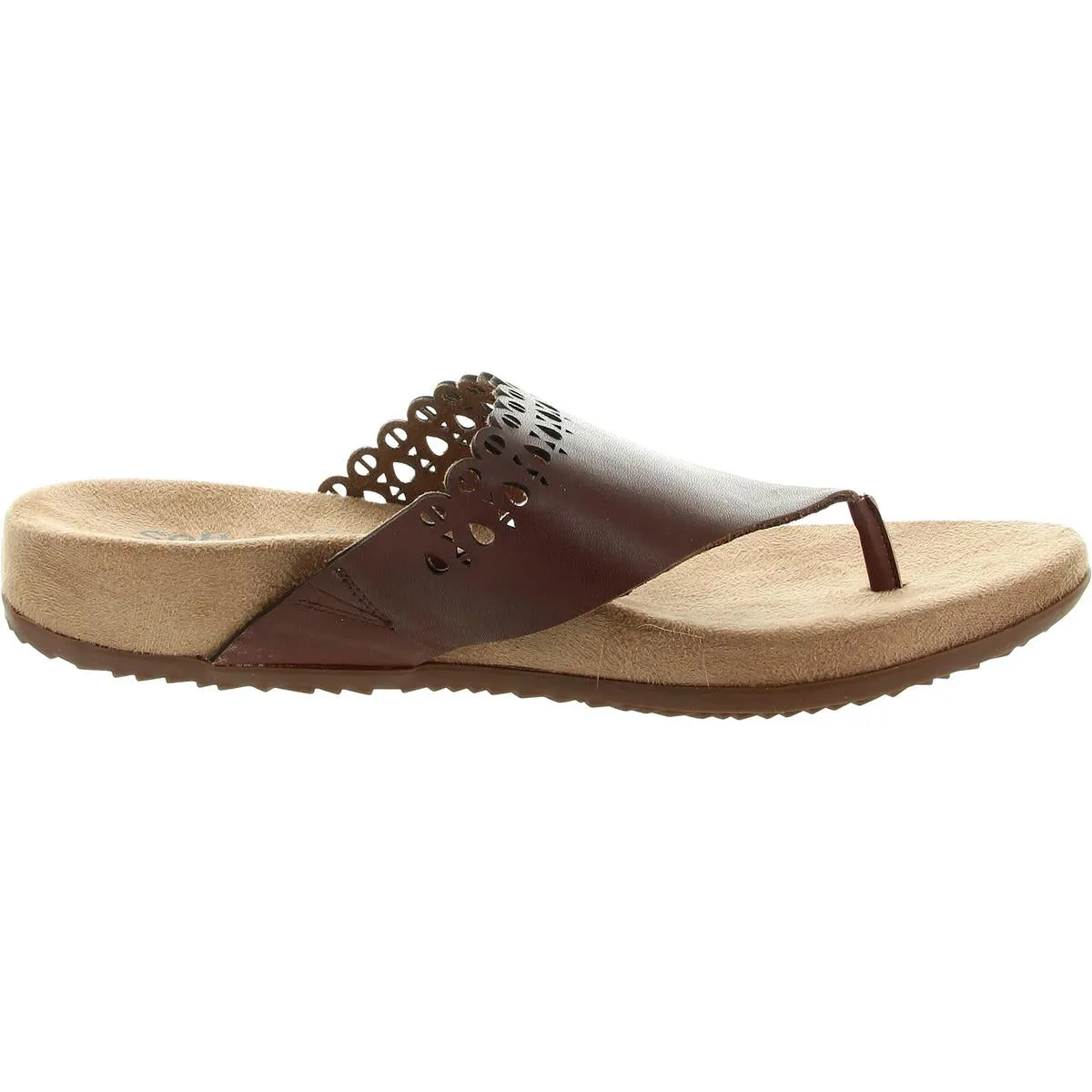 Womens Perforated Leather Flip-Flops
