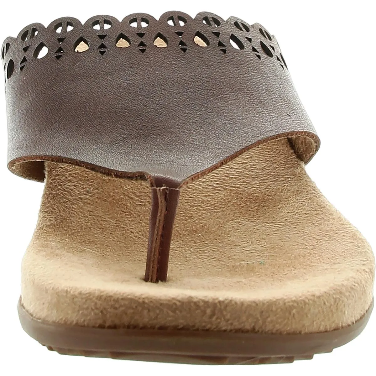 Womens Perforated Leather Flip-Flops