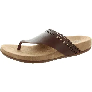 Womens Perforated Leather Flip-Flops