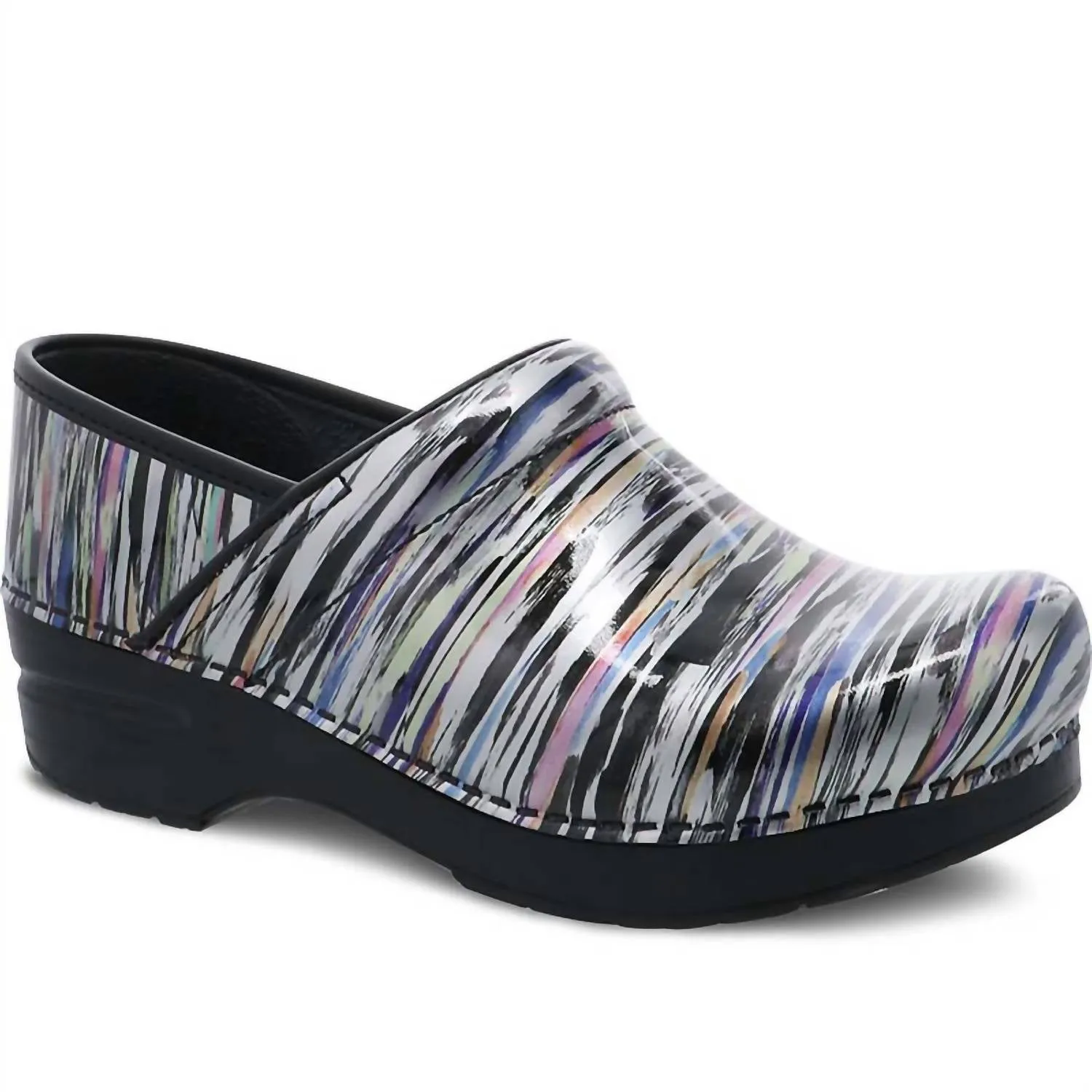 Women's Professional Patent Clog In Striped