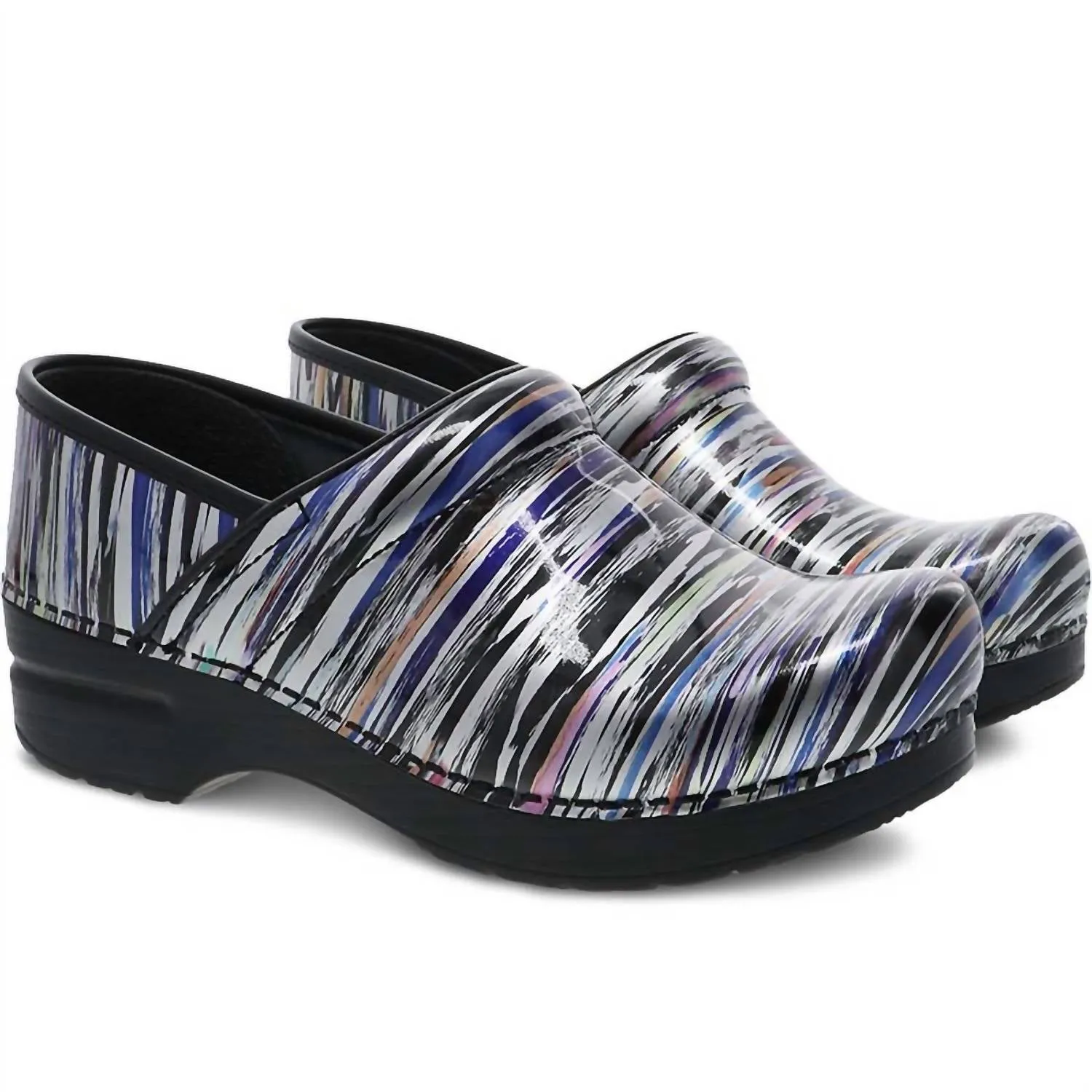 Women's Professional Patent Clog In Striped