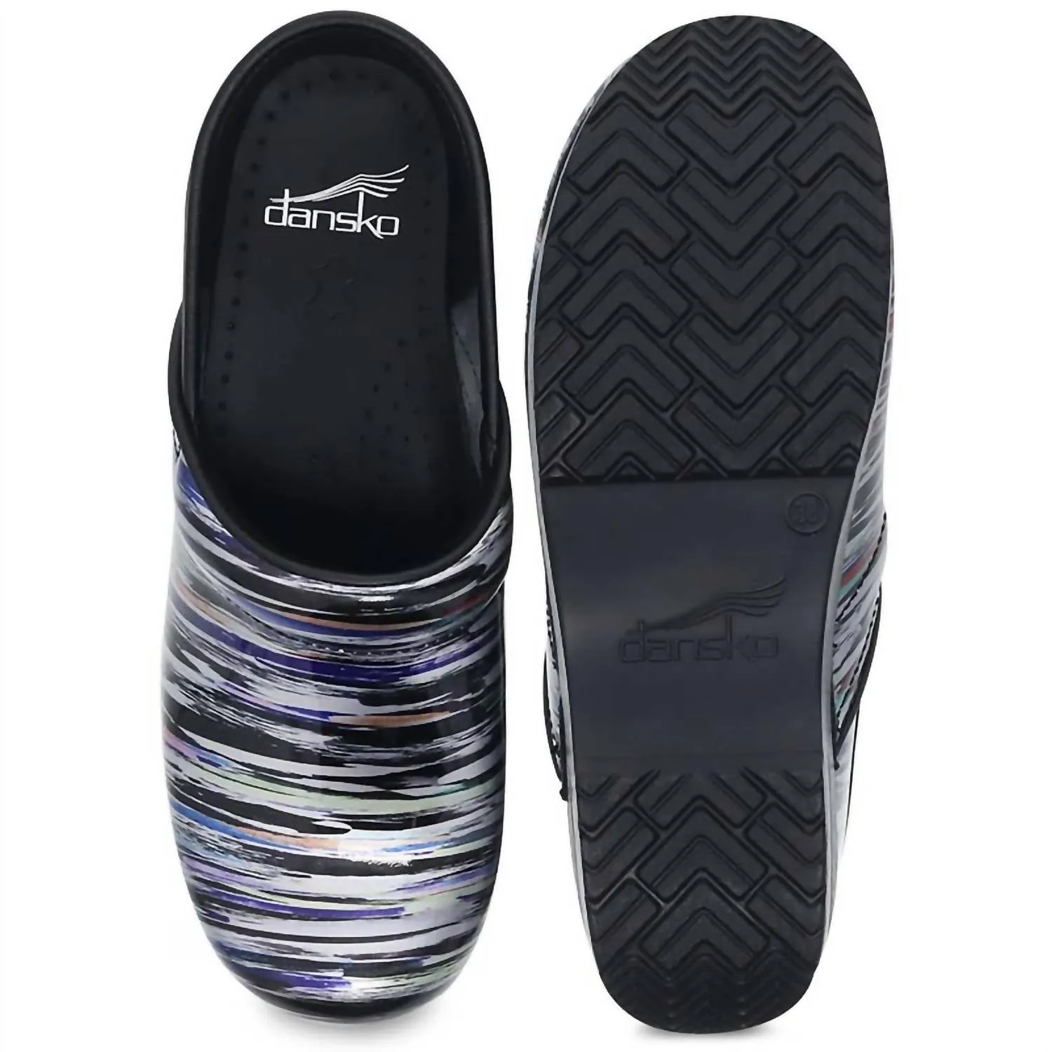 Women's Professional Patent Clog In Striped