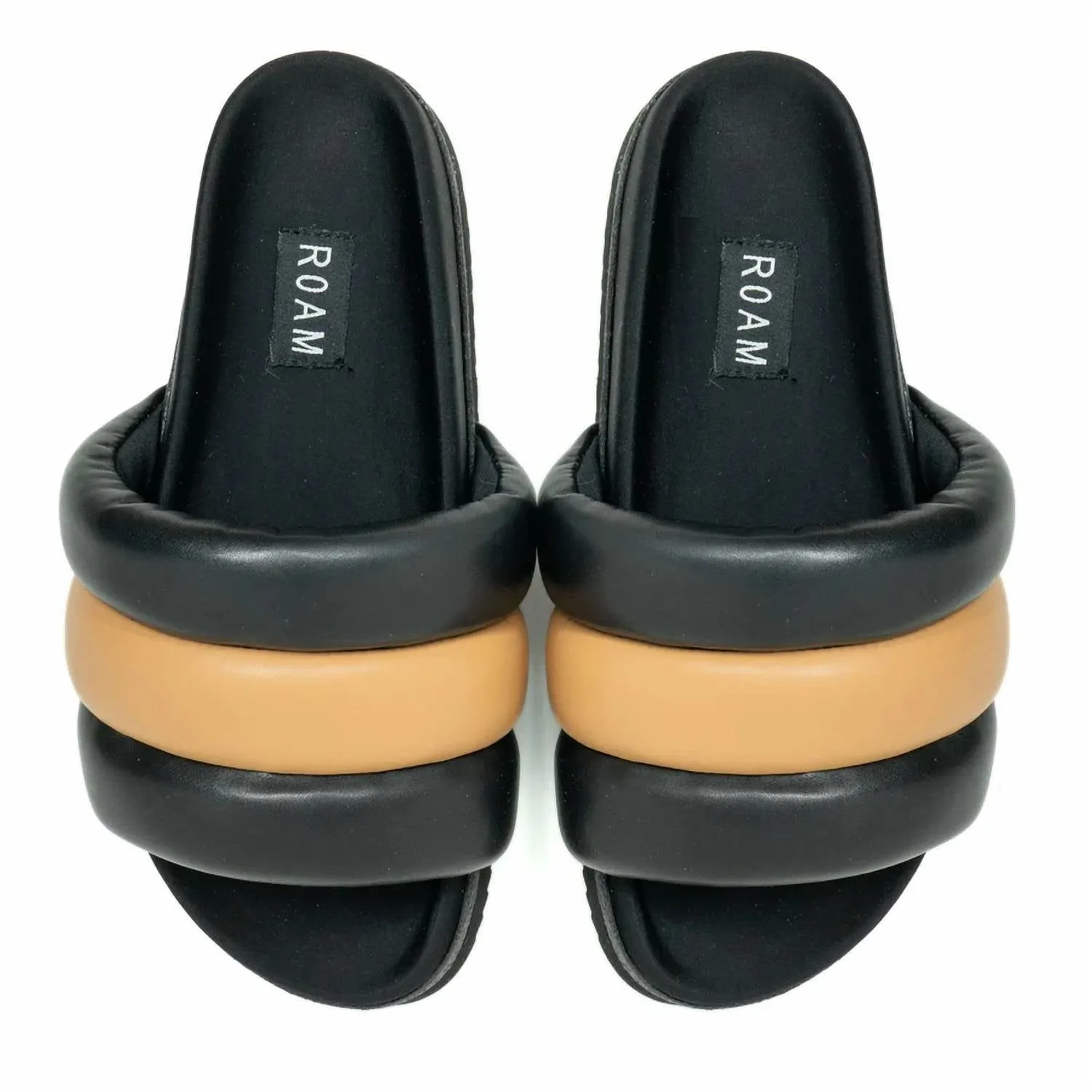 Women's Puffy Sandal In Beige/black