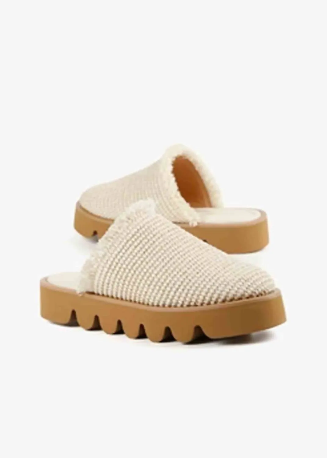 Women's Raffia Round Lugg Mule In Ivory