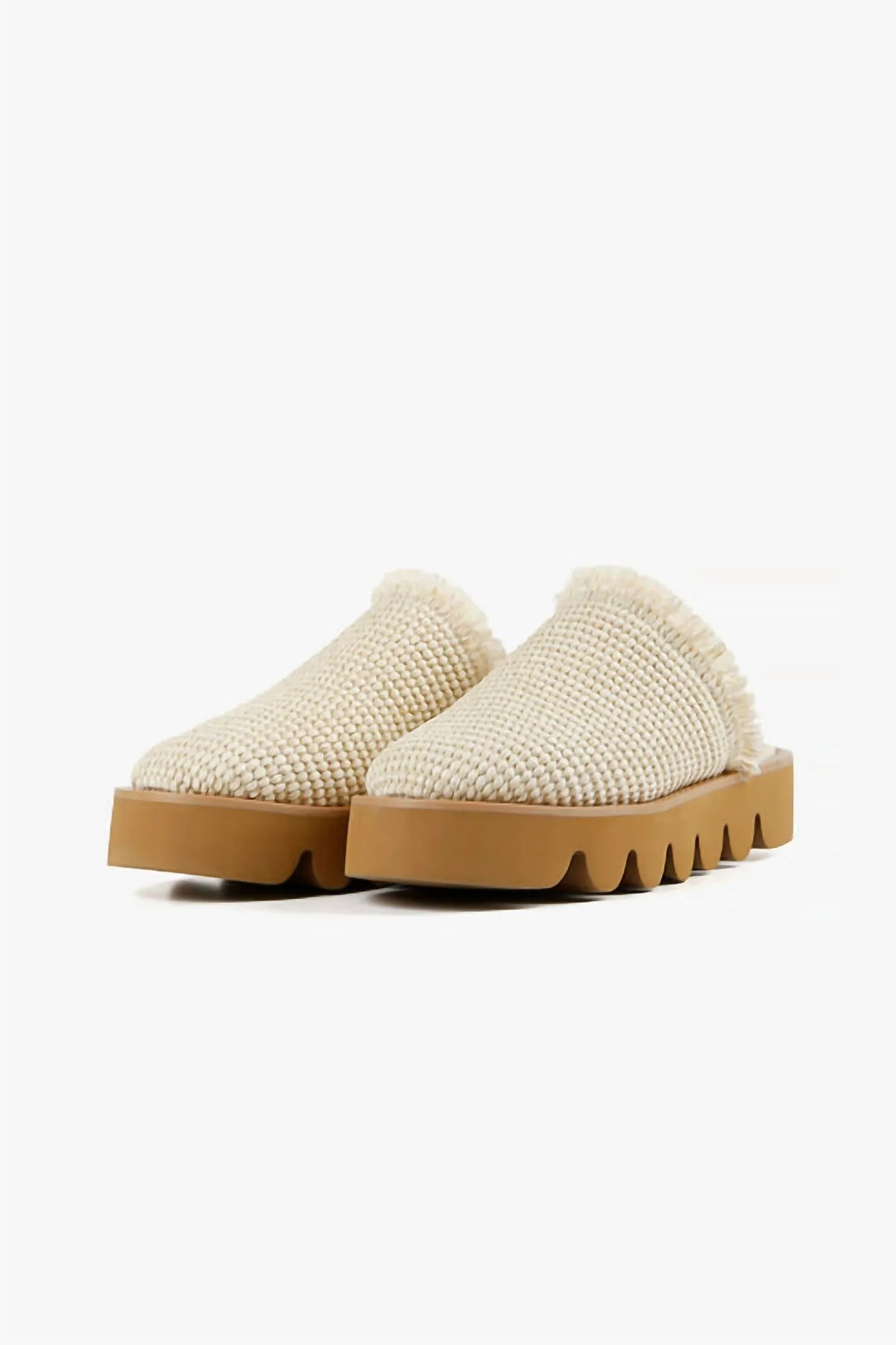 Women's Raffia Round Lugg Mule In Ivory