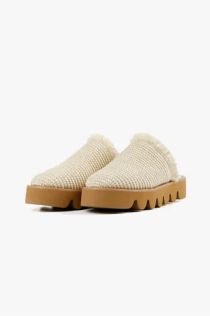 Women's Raffia Round Lugg Mule In Ivory