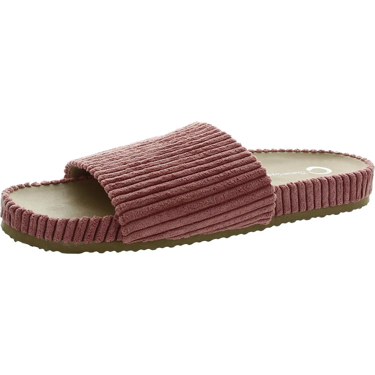 Womens Ribbed Velvet Slide Sandals
