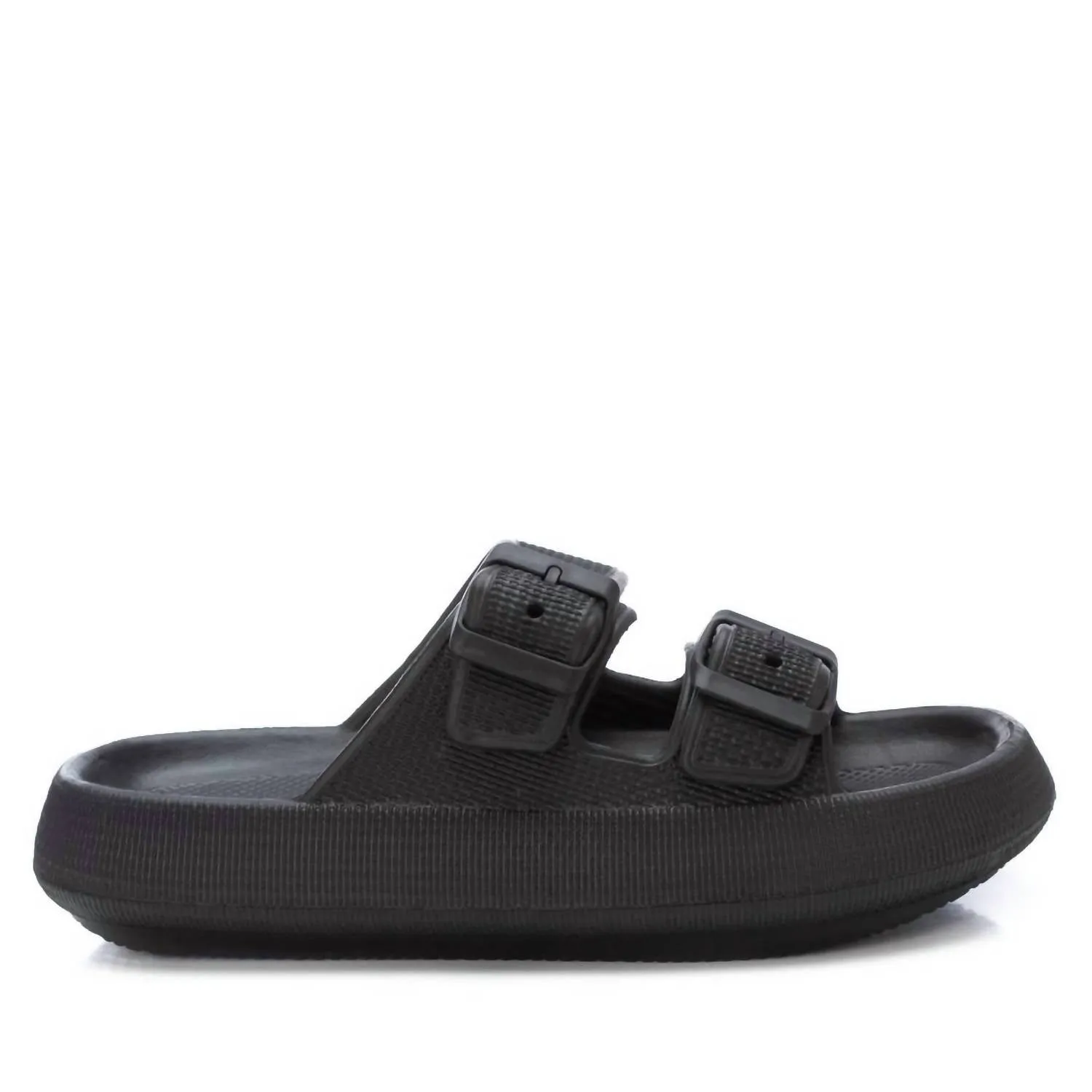 Women's Rubber Flat Sandals In Black