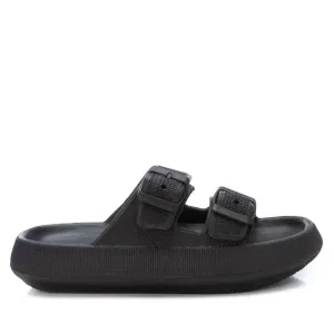 Women's Rubber Flat Sandals In Black