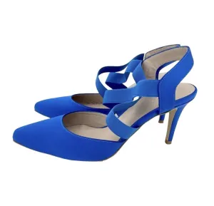 Women's Satin Pointed Toe Pumps Stiletto Heels In Blue