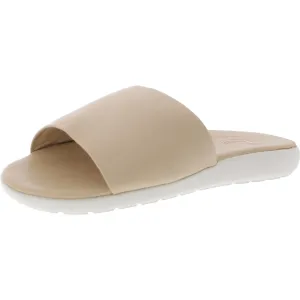 Womens Solid Leather Slide Sandals