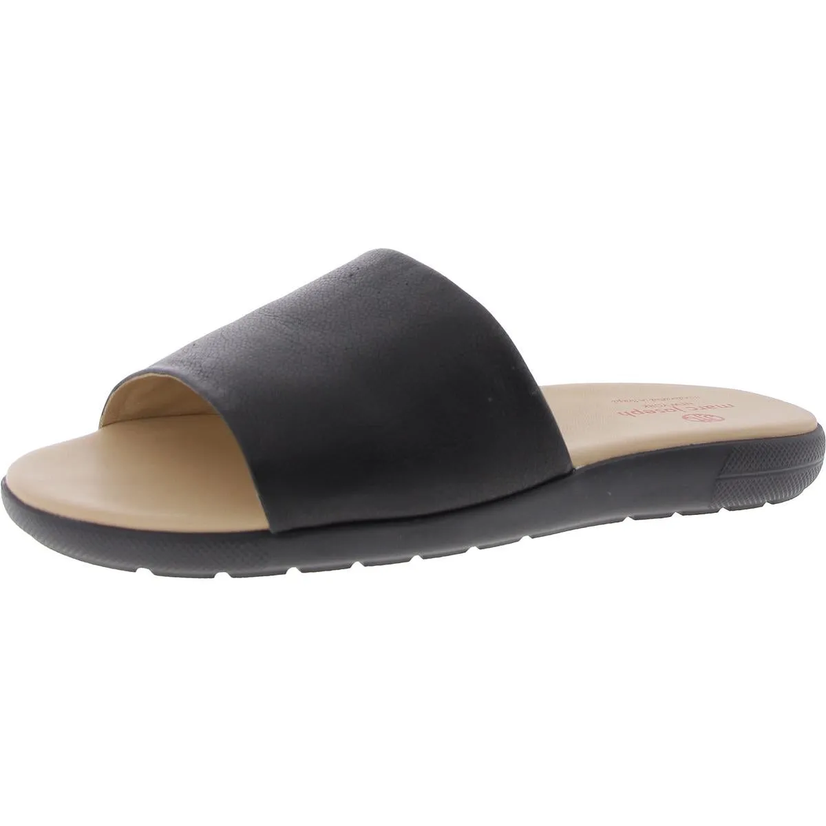 Womens Solid Leather Slide Sandals