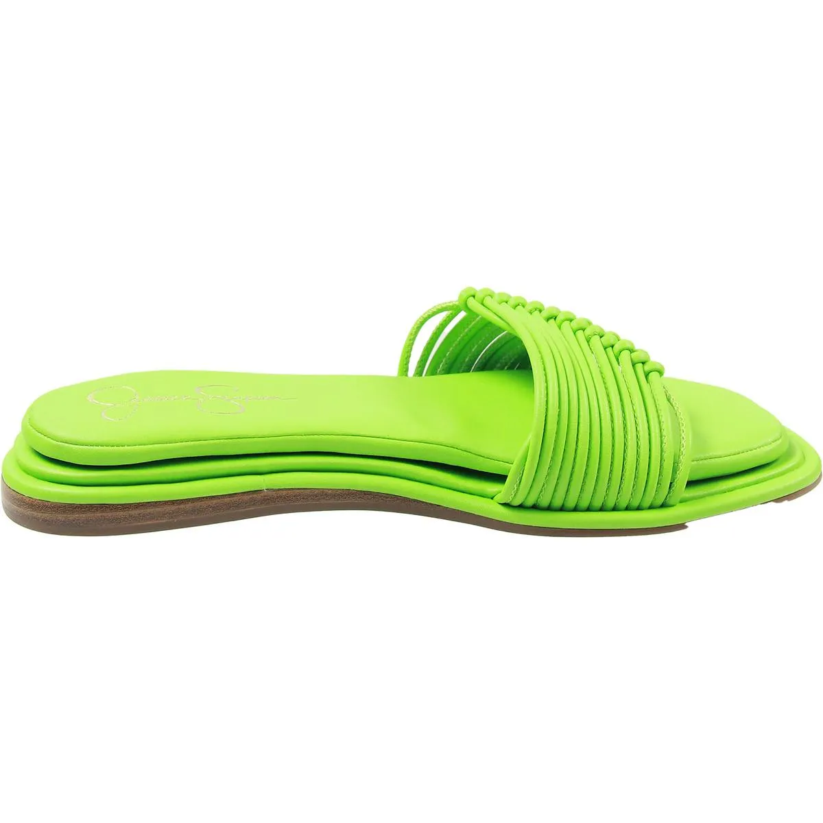 Womens Strappy Faux Leather Slide Sandals