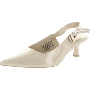 Womens Striped Faux Leather Slingback Heels