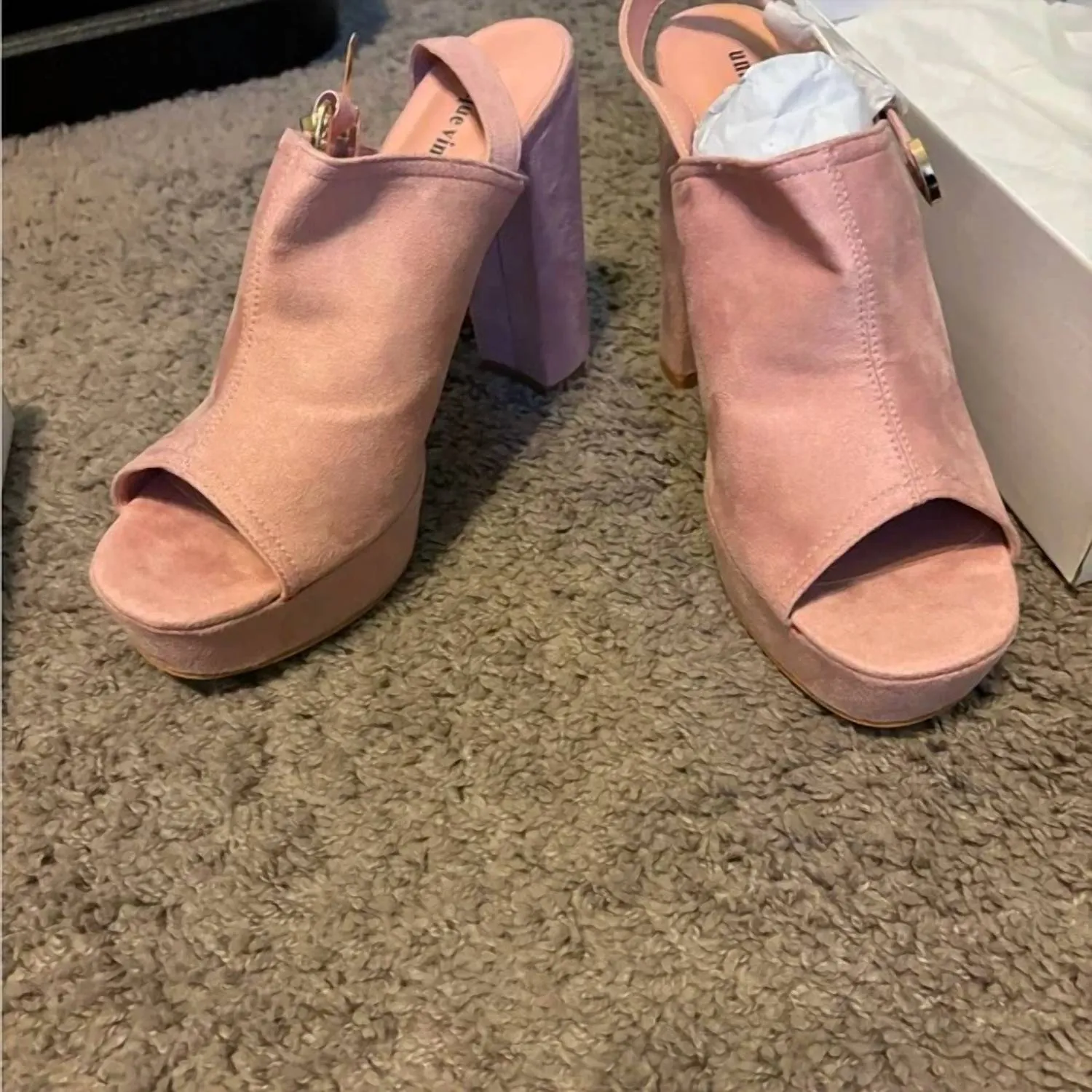 Women's Suede Buckle Sling Heels In Pink
