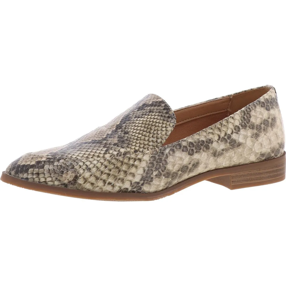 Womens Textured Faux Leather Loafers
