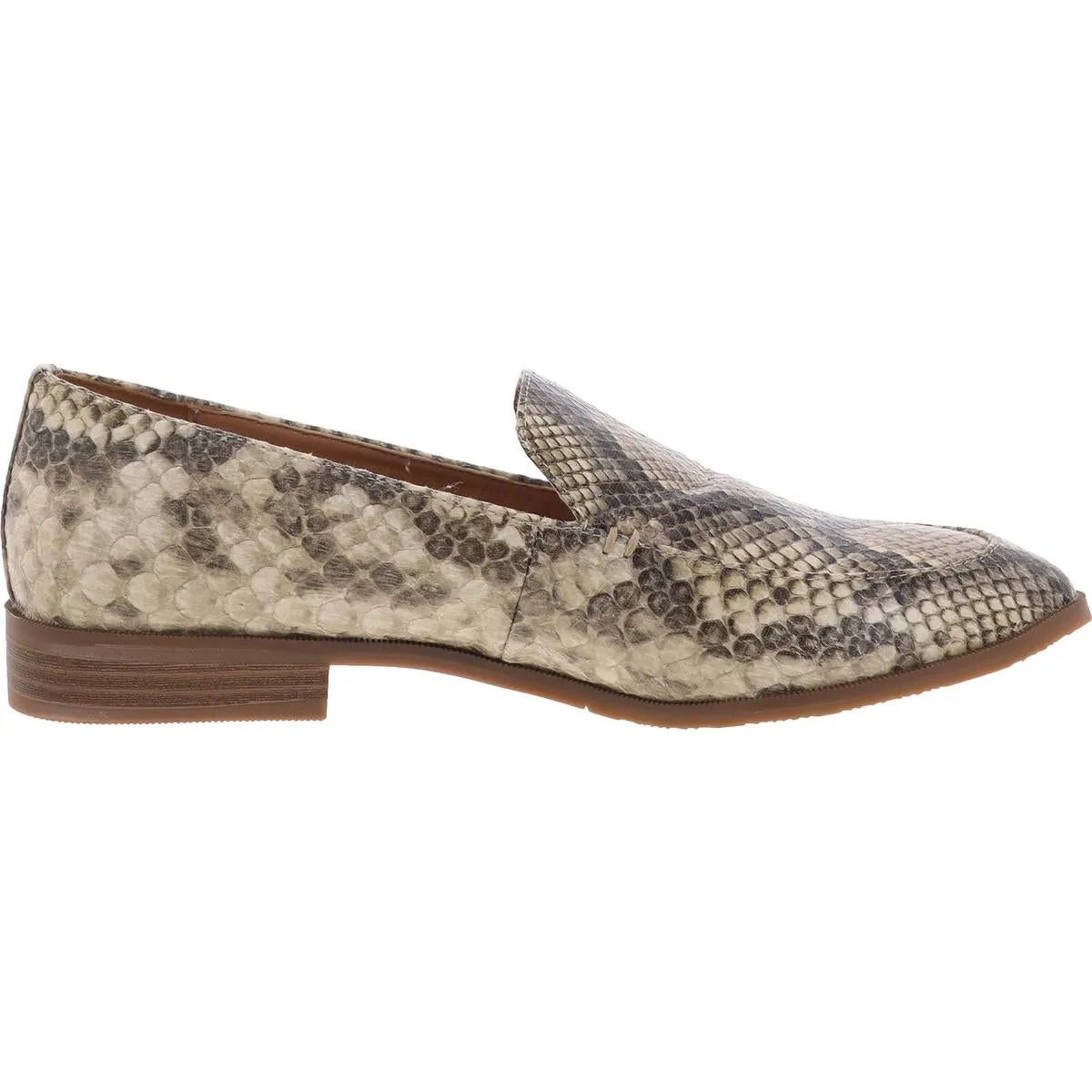 Womens Textured Faux Leather Loafers