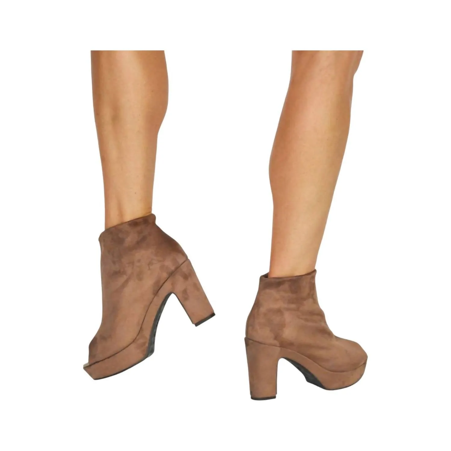 Women's Tyra Peep Toe Boots In Crosta Stretch Naturale