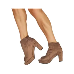 Women's Tyra Peep Toe Boots In Crosta Stretch Naturale