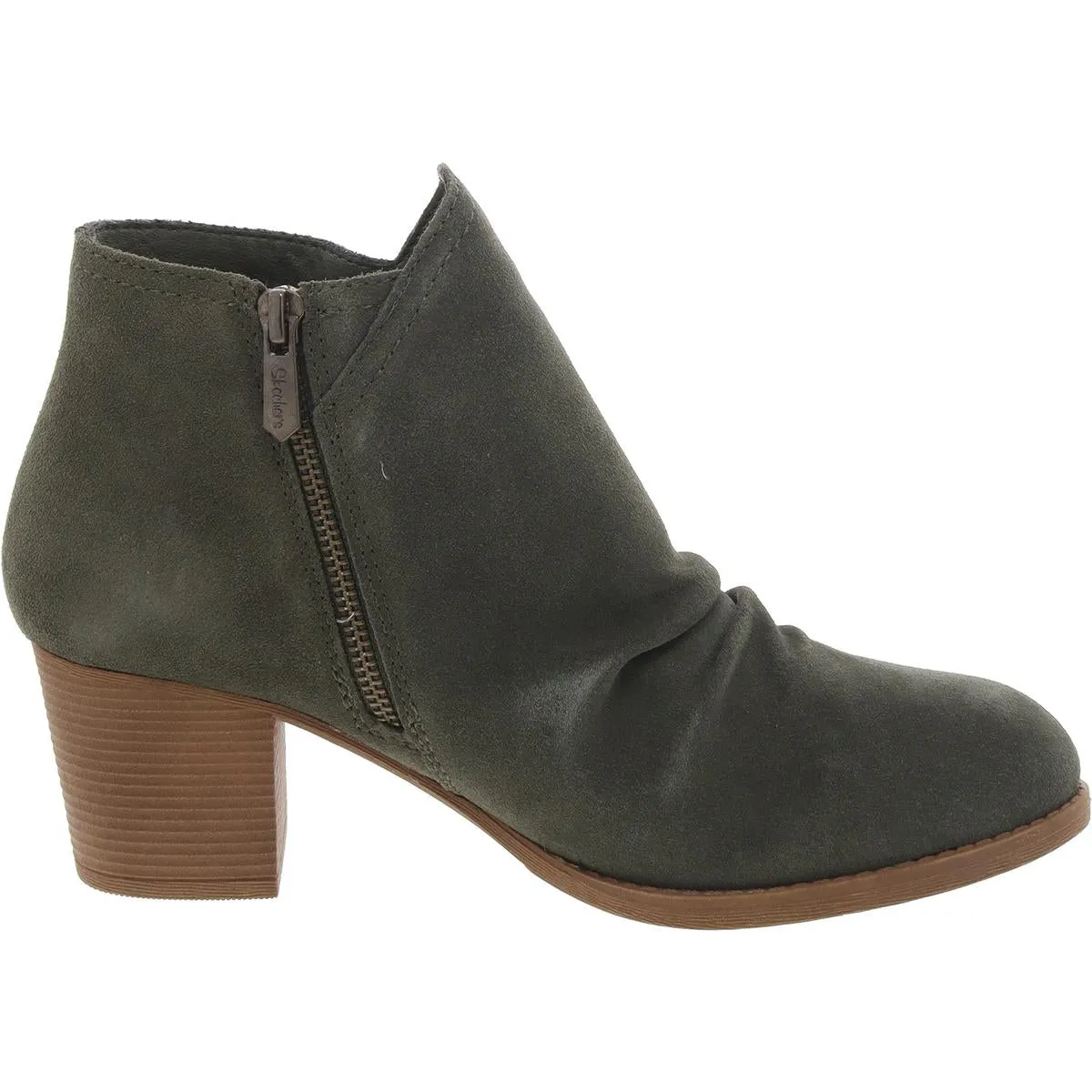 Womens Water Repellent Leather Block Heels