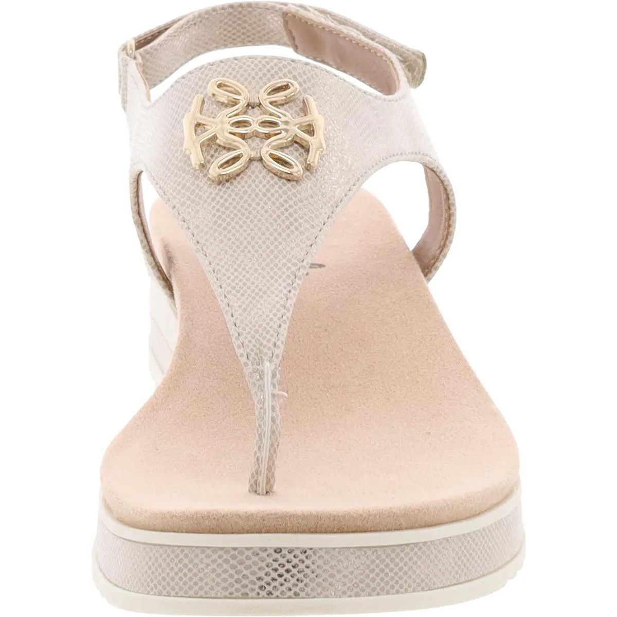 Zeeta Womens Metallic Open Toe Ankle Strap