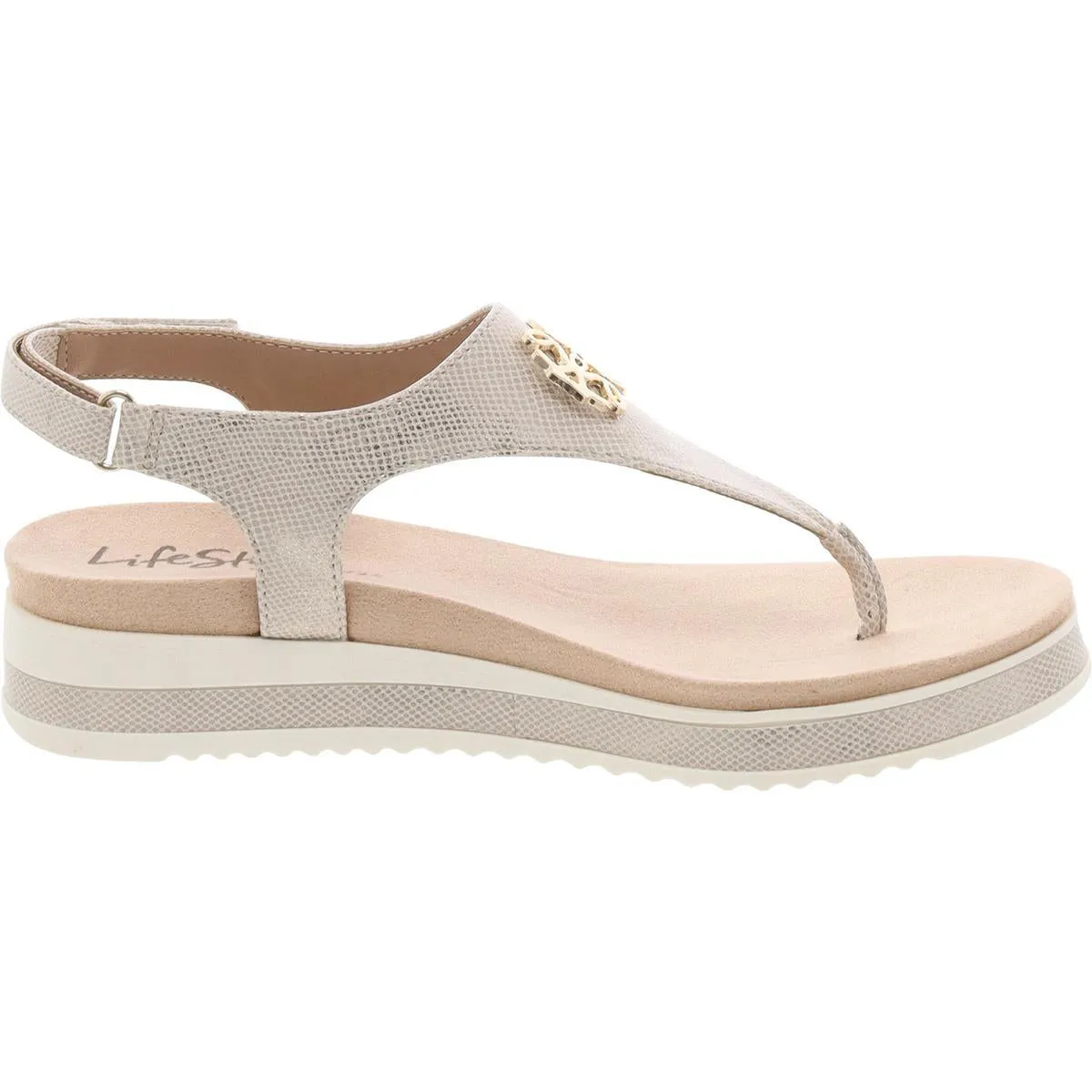 Zeeta Womens Metallic Open Toe Ankle Strap